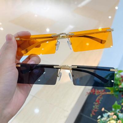 China Fashion Sunglasses Shape Rimless Rectangle Women Men Sunglasses 2021 for sale