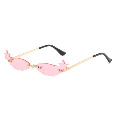 China Trendy Fashion Sunglasses Dolphin Shaped Rimeless Sunglasses For Women Men for sale