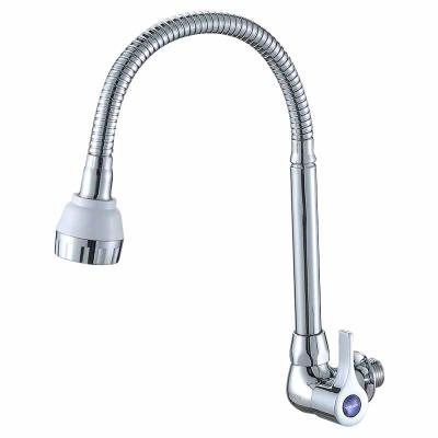 China Thermostatic Faucets Wall Mount Chrome Plated Single Handle Flexible Hose Kitchen Sink Faucet for sale