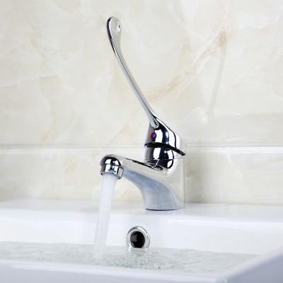 China Long Handle Bathroom Hand Basin Sink Mixers Taps Zink Body Vertical Lever Water Washing German Solid Brass Elbow Tap Faucet for sale