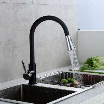 China Thermostatic Faucets Single Lever Long Spout Deck Mounted Black Kitchen Faucet for sale