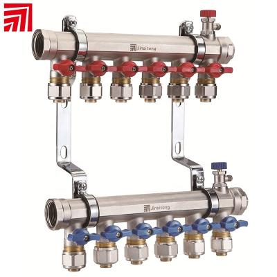 China Traditional Brass Inlet Manifold Ball Valve Water Separator Manifold With Flow Meter For Underfloor Heating System for sale