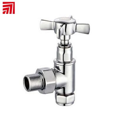 China K115 Modern Brass Towel Rail Heater Chrome Plated Polishing Cross Hand Wheel Radiator Valve for sale