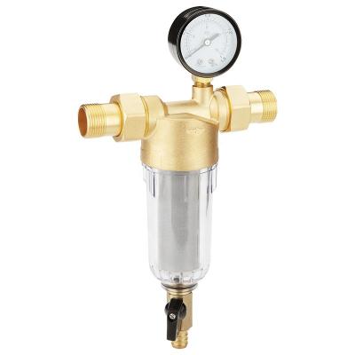 China General Low Price Prefiltration Water Filter Wholesale Brass Copper Water Purifier With Water Pressure Gauge for sale