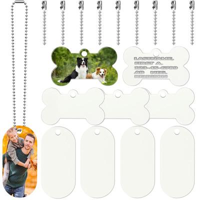 China Custom Blank Sublimation Pet Tags Printable DIY Heat Press Metal Dog Tags Military Dog Tags Double Sides Supplier for sale