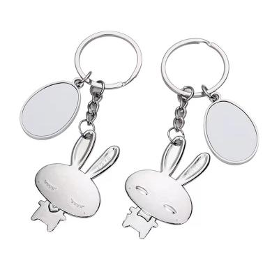 China Easter Bunny Shape Metal Easter Bunny Shape Sublimation DIY Key Chain DIY Heat Transfer Heat Press Sublimation Printable Easter Keychains for sale