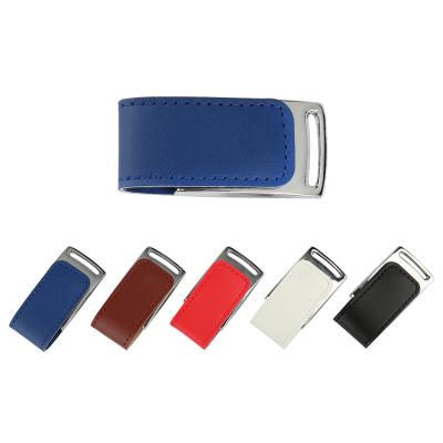 China Custom Logo Metal Leather USB Flash Drive 4GB to 32GB USB 2.0 3.0 Flash Memory Stick Gifts Pendrive for sale