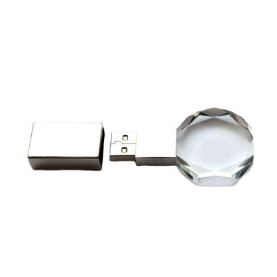 China Polygon Crystal Usb Flash Drive Pendrive 2.0 Logo LED Light Crystal Usb Flash Drive Custom 3.0 2 Gigabyte 8Gb 16Gb 32Gb 64gb 128GB Gift Box for sale