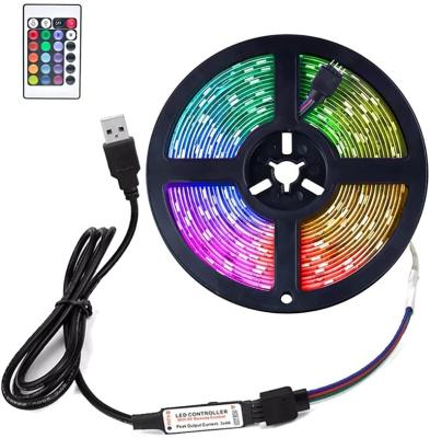 China LANDSCAPE 5V RGB 5050 USB LED Strip Light 24 Key Controller Infrared TV Backlight Lights For Festival Party Bedroom Christmas Decoration for sale