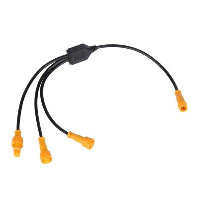 China DIZHE 30cm Power Cable 3 Way 3 Pin Connector Waterproof Splitter Cable For White/Amber Camper Lights for sale