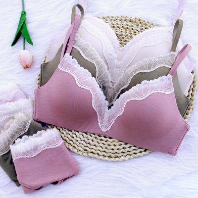 China French girl breathable bra 2021 summer new no steel ring lace bra set sexy seamless thin section underwear women wholesale for sale