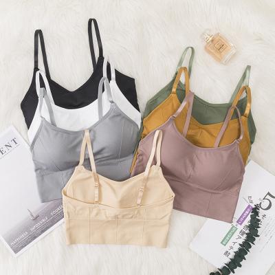 China Seamless Fashion Sling Seamless Bras for Girls Outside Adjustable Strap Ladies Bra Underwear for Sports Beautify Back Gathering for sale