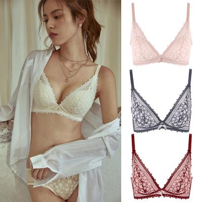 China Breathable 3/4 Cup Lace Bra Wholesale Wire Free Comfortable Adjustable Bra for sale