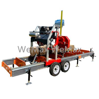 China Horizontal Gasoline Mill Or Electric Portable Sawmill Bandsaw Trailer for sale