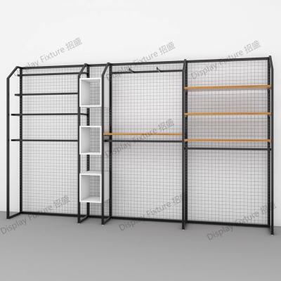 China Durable Clothing store jeans display racks back mesh men's racks hanging mesh hanging clothes racks fall shelf dividers van shelves for sale