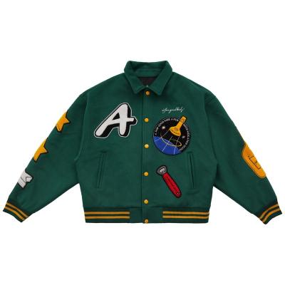 China Vintage Custom Mens Loose Wool Fleece Correction Chenille Patch Design Viable Letterman Jacket Embroidery Logo Embroidery Dad's College Jacket Custom for sale