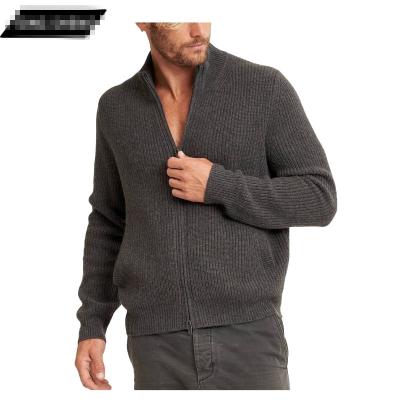 China Anti-Wrinkle 2021 Fall Zippered Mens 100% Pure Cashmere Sweater Ribbed Cardigan Knit Wool Cashmere Sweater Custom Made For Men for sale