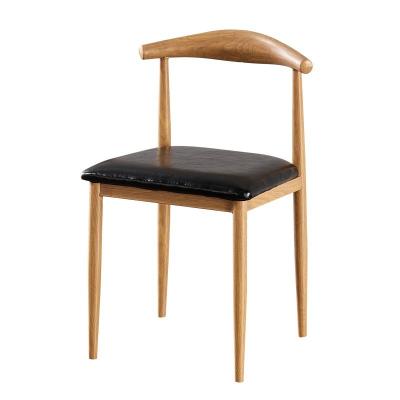 China Adjustable (Height) Customize Frame PU Cushion Metal Chairs Wood Texture Hotel Restaurant Paper Covered Dining Chair for sale