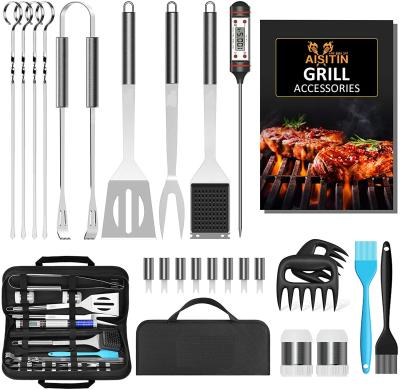 China Easily Cleaned Accessory 25 Piece BBQ Grill Tool Kit Professional Grill Aluminum Case Garden BBQ Grilling Stainless Steel for sale