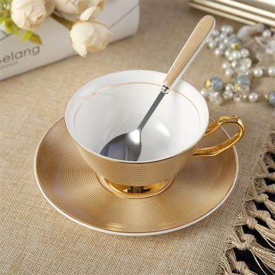 China Viable set of high quality porcelain coffee cups, Chinese ceramic cup with dish and spoon, top grade, party cups for tea, coffee, 200m for sale