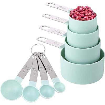 China Green Plastic Cups Stocked 8Pcs Measuring Cups Set Tools For Measuring Bake Coffee Sugar Cake Baking Spoon Baking Measuring Tools for sale