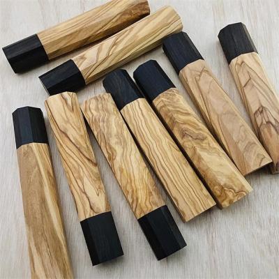 China 1 workable piece of wooden handle + ebony olive octagonal knife for kitchen k handle damascus knife diy semi-finished steel material for sale