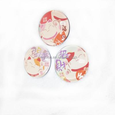 China Custom Glass+printing paper+rubber Magnet Round 3d Dome Crystal Glass Fridge Magnets for sale