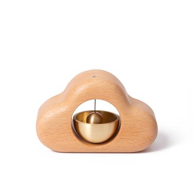 China Walnut Unique Modern Luxury Modern Nordic Decorative Beech Doorbell Brass Wooden Wind Bell for sale