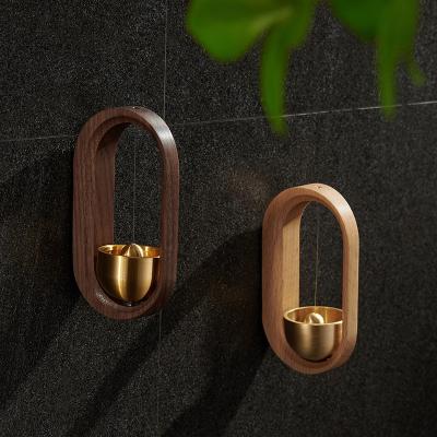 China Doorbell Wood Decoration Chime Wind Suction Door Reminder Solid Wood Home Hanging Wind Rings Door Bell Ornaments For Fridge for sale