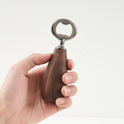 China Viable Manufacturers Bar Wine Beer Bottle Opener Chinese Wood Turning Handle Wooden Bottle Corkscrew Opener for sale