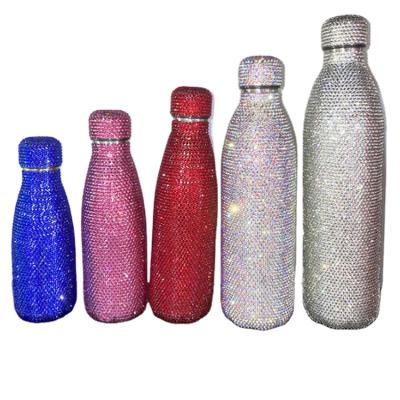 China Vacuum Flask Minimalist Water Bottle Vacuum Stainless Steel Rhinestone Crystal Coke Mug With High End Rhinestones Diamond Thermos Cup Creative for sale