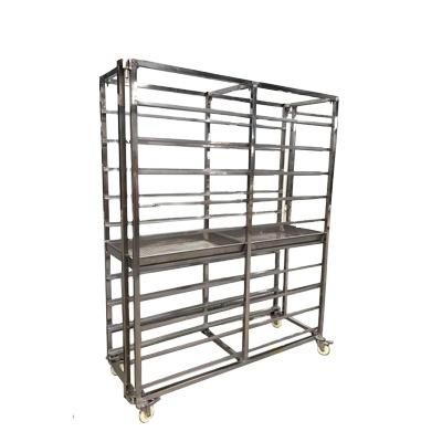 China Transport to Bakery Equipment Mobile Food Cart Baking Tray Trolley Stainless Steel with 4 Wheels for sale