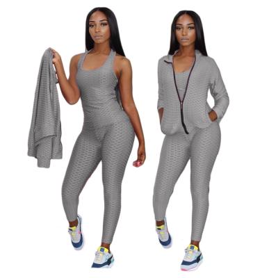 China Winter Sustainable Clothes For Women Jogger 3 Piece Workout Yoga Jogger Set Tracksuit Women Autumn And Winter Ladies Sports Jogging Suit Set for sale