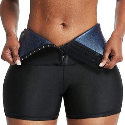 China Breathable Sweat Sauna Pants Body Shaper Slimming High Waist Belly Trainer Shorts Yoga Gaiters Shorts Sauna Sweat Shorts for sale