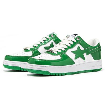 China Fashion Trend Trending Products 2023 New Arrivals Bape Goose Patent Leather Shoes White Green Men Brand Fashion Shoes for sale