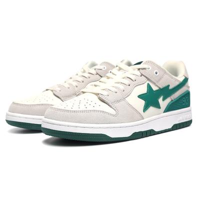 China Retro Fashion Trend Bape Goose Off White Green Shoes With Patent Leather Material Lace Up Walking Sneaker Guangzhou Shoes Market for sale