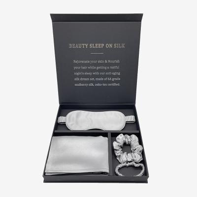 China Viable Hot Silk Gift Sets 22mm Luxury Satin Silk Pillowcase And Eye Mask Set With Box for sale