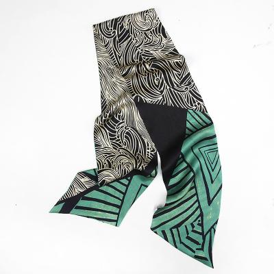 China Fashion Soft Elegant Luxury Long Neck Women Scarves Printed Silk Skinny Scarf for sale