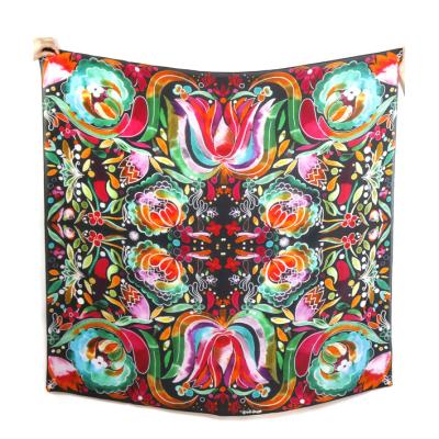 China Soft Elegant Luxury Digital Printing Floral Design Custom Crepe De Chine Silk Scarf for sale