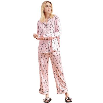 China Long QUICK DRY Sheathed Pants Main Printed Satin Pajamas Pajamas Set for sale