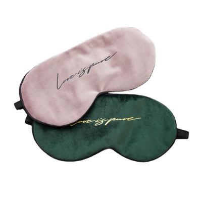 China Wholesale Luxury Custom Logo Sleeping Anti-Wrinkle Travel Velvet Silk Eye Mask for sale