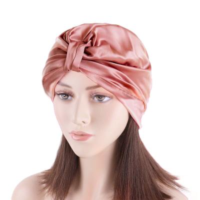 China Wholesale Eco-Friendly Adult Hair Care 100% Satin Hood Sleep Silk Night Hat for sale