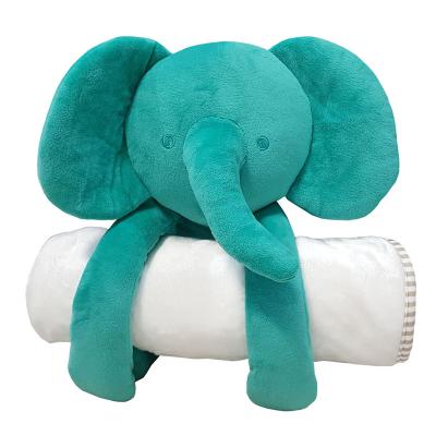 China 1 in 2 Customized Huggable Friend Elephant Polyester Made Stand Baby Blanket Comforter in Green All Age for sale