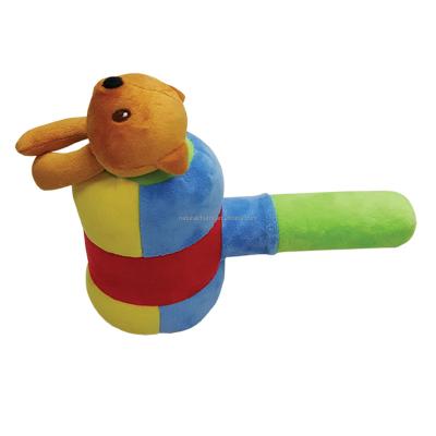 China Safety OEM Plush Rattle Toy Polyester Hammer Animal Shape Made Colorful Baby Cute Soft Squeaky Toy For Baby All Age for sale