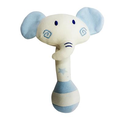 China Color animal soft natural organic cotton baby toy lovely safety rattle plush stick rattle toy all age for sale