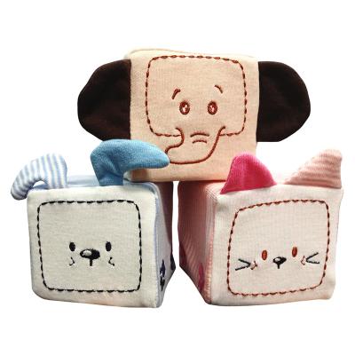 China Cotton Handsome Safety Toy Cube Toy In Color Animal Soft Organic Natural Baby All Age for sale