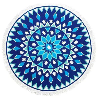 China Beach Stock / Customize Mandala Large Round Beach Towel 100% Polyester Microfiber For Adult Heat Transfer Printing Low MOQ for sale