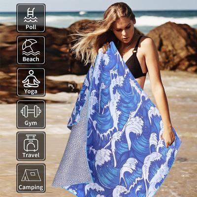 China Custom Print Microfiber QUICK DRY RPET Towel Recycled Suede For Beach Pool Kids Adults Customize Logo 2 Side Printed Quick Dry Sand Free for sale