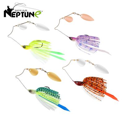 China Buzz Durable Artificial Bionic Lure with Spoon Glitter Metal Jigs, High Quality Bass Spinner Bait for sale