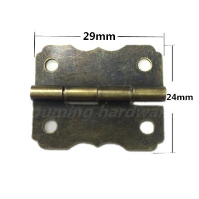 China 180 degree 29*24 mm metal jewelry box hinges, butt hinge for wooden box for sale